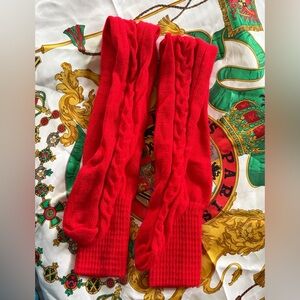 Above the knee Beautiful Bright Red Cable Knit Leg Thigh High Socks.